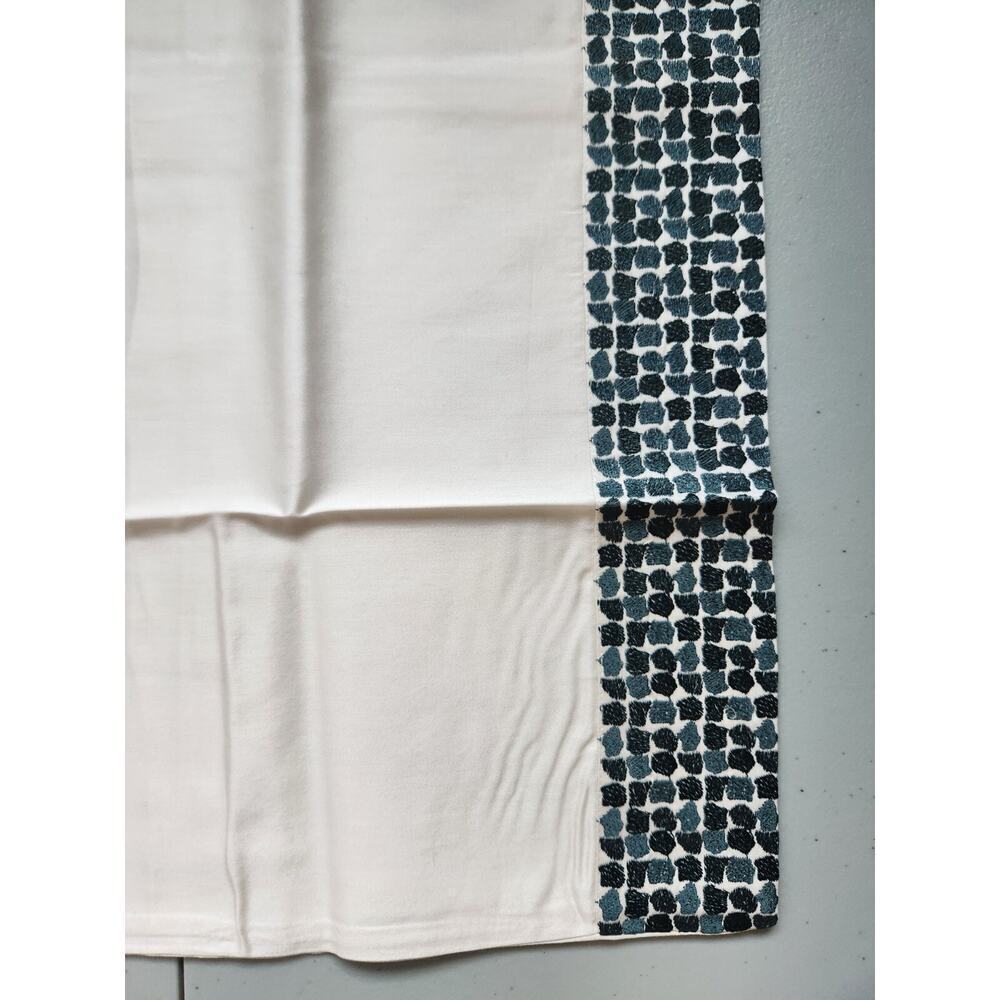 New Frette 2 PC Set Pave Embroidery Cotton King Sham Beige Green #03